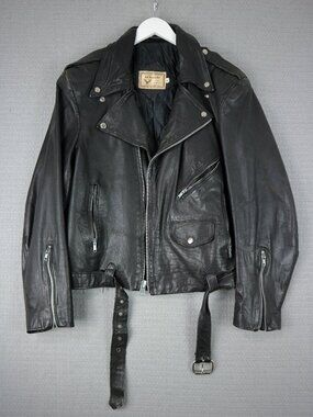 El Venado Vintage Double Leather Rider Jacket Mens Size Large Mexico Biker